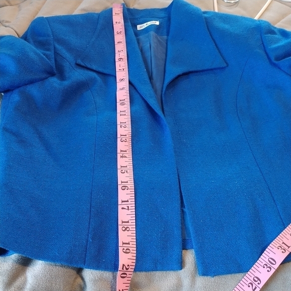 Ann May Blue Silk Open Front Blazer Jacket 4 - Picture 10 of 10